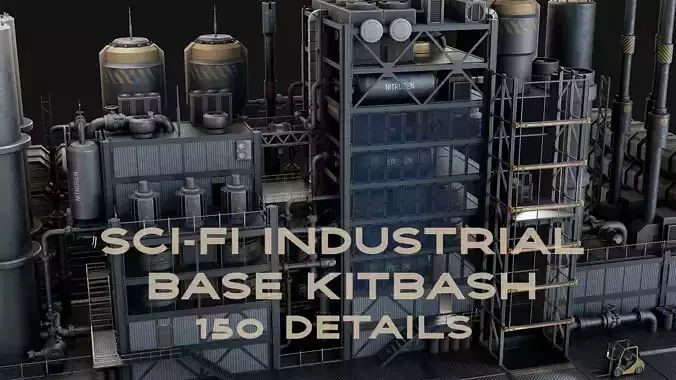 Sci-Fi Industrial Base Kitbash Low-poly 3D model Sci-Fi Industrial Base Kitbash Low-poly 3D model