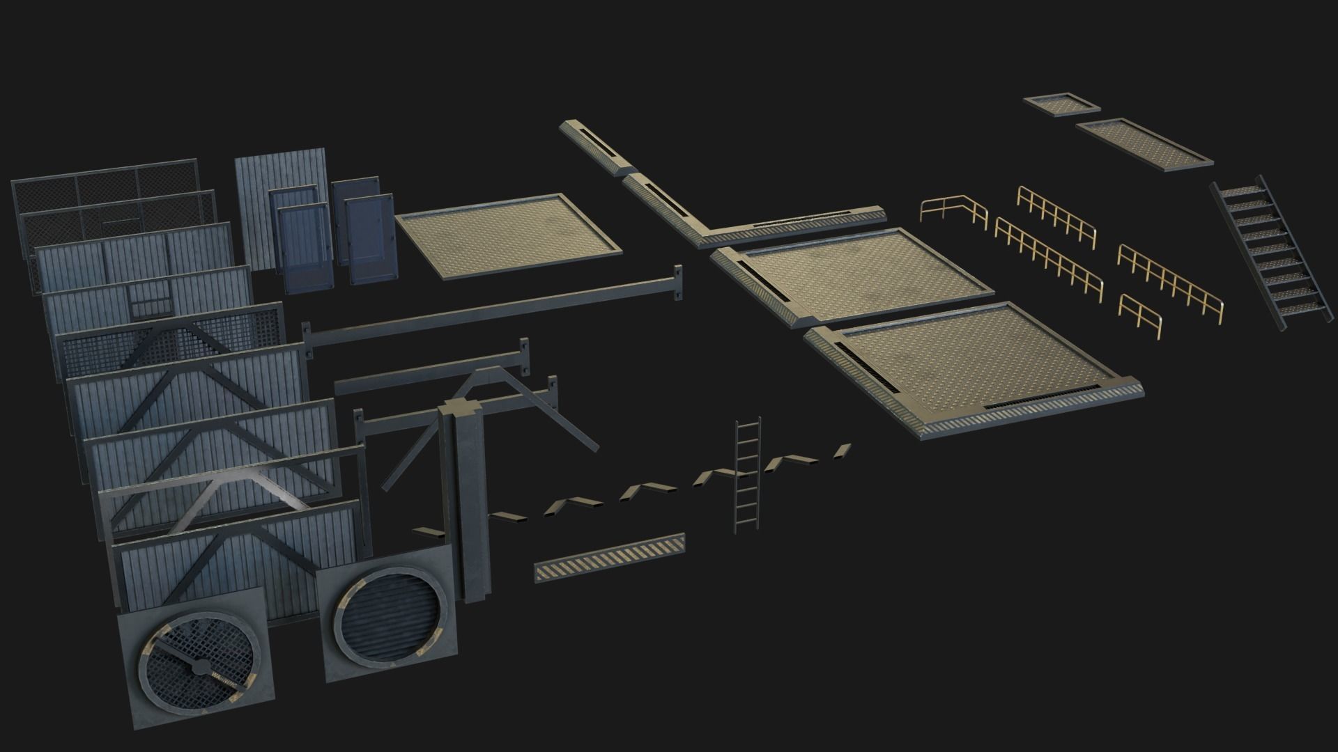 Sci-Fi Industrial Base Kitbash Low-poly 3D model_7