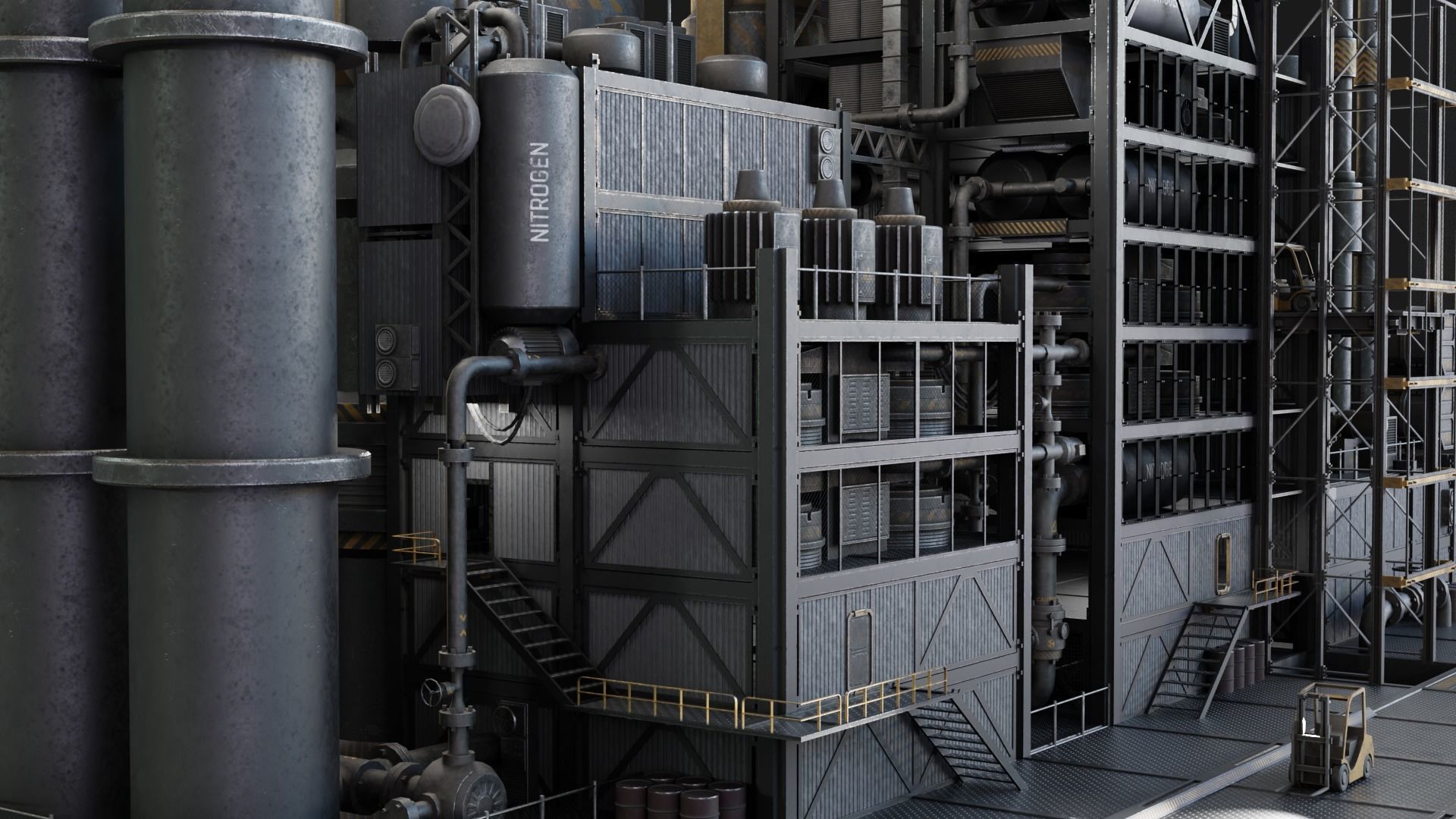 Sci-Fi Industrial Base Kitbash Low-poly 3D model_2