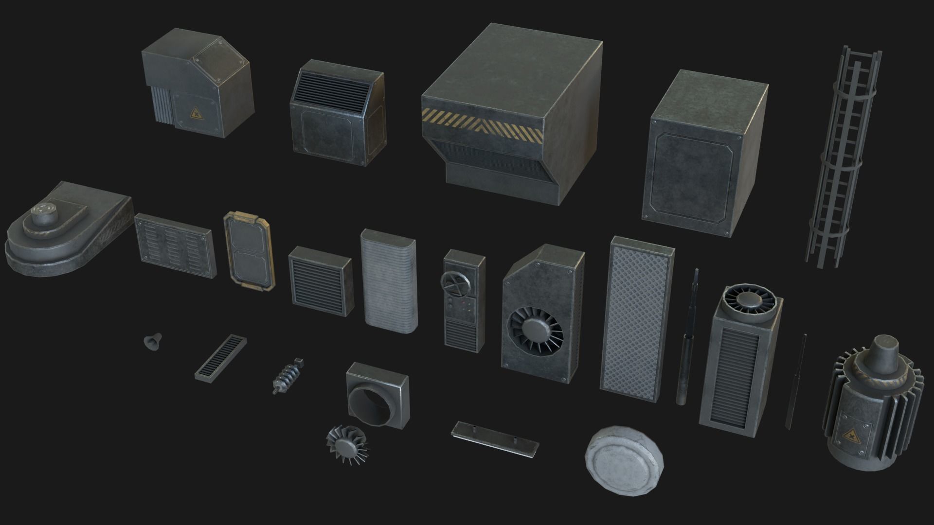 Sci-Fi Industrial Base Kitbash Low-poly 3D model_10