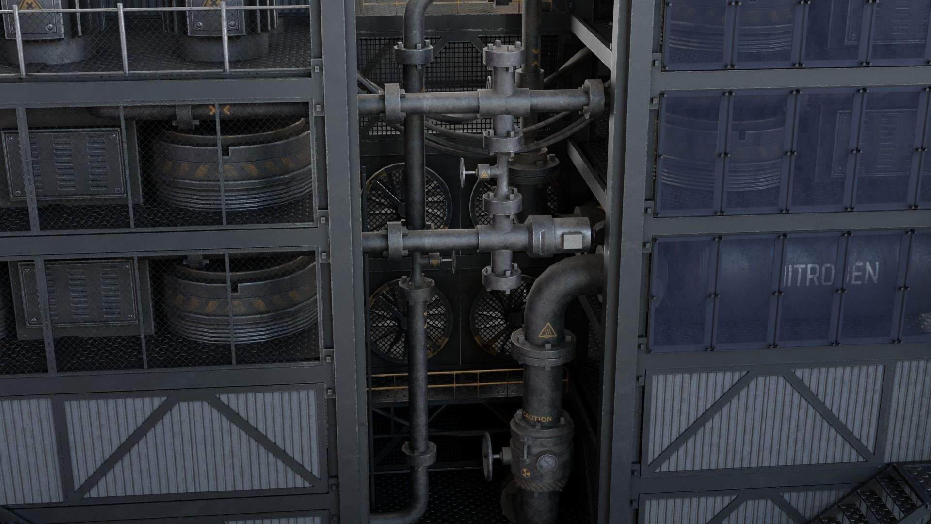 Sci-Fi Industrial Base Kitbash Low-poly 3D model_5