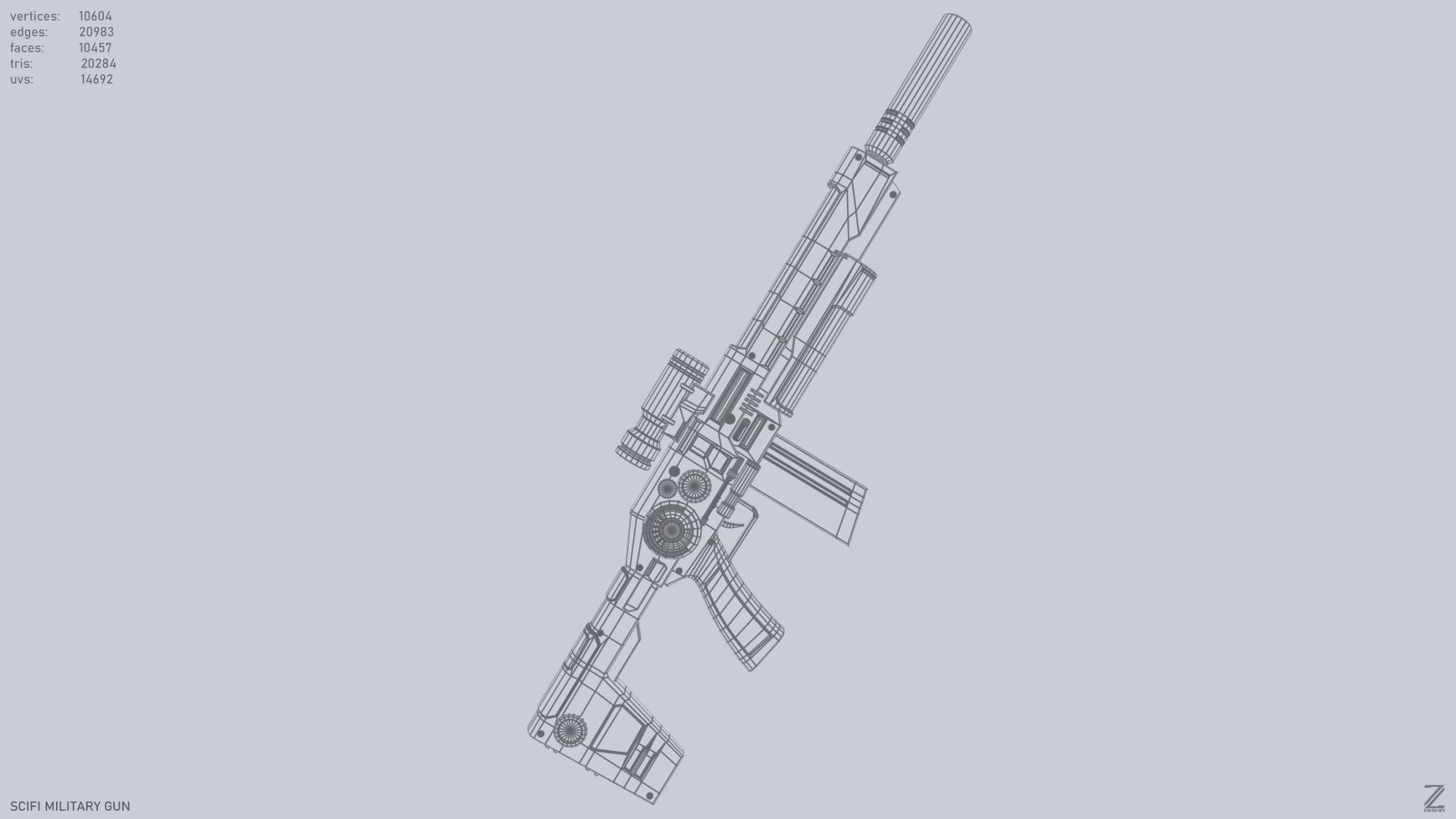 Scifi military gun Low-poly 3D model_13