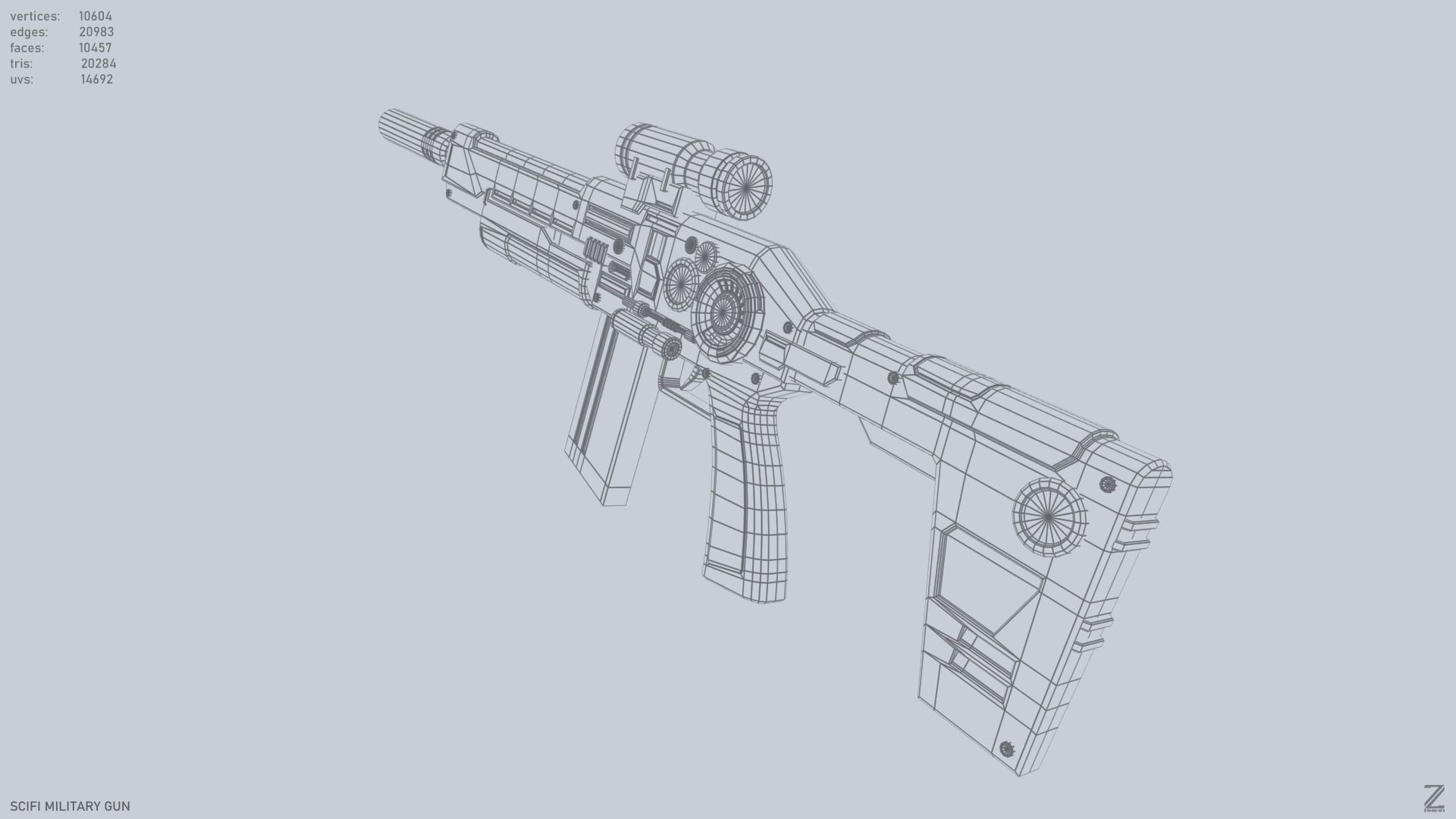 Scifi military gun Low-poly 3D model_14