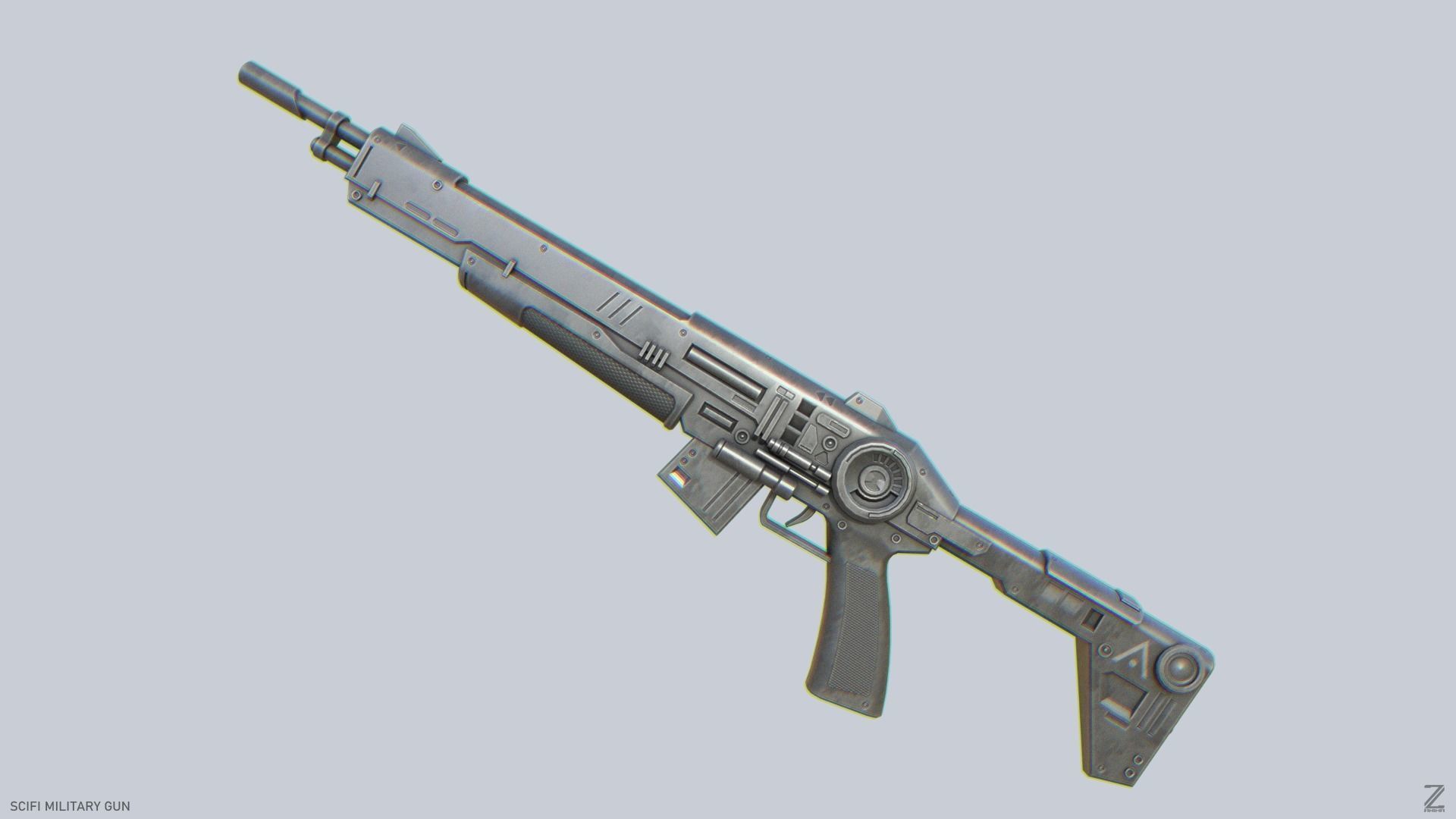 Scifi military gun Low-poly 3D model_4