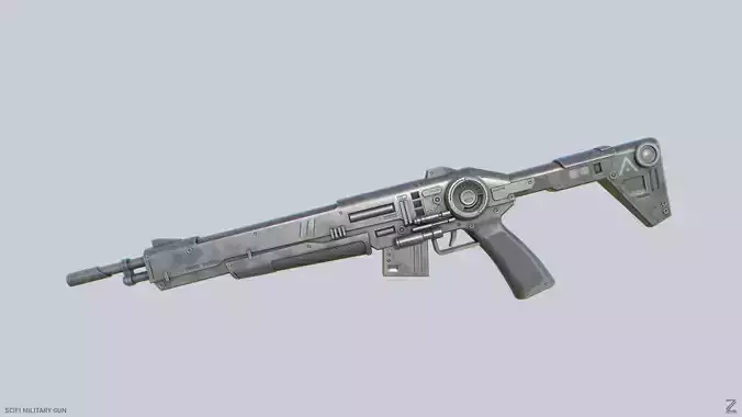 Scifi military gun Low-poly 3D model Scifi military gun Low-poly 3D model