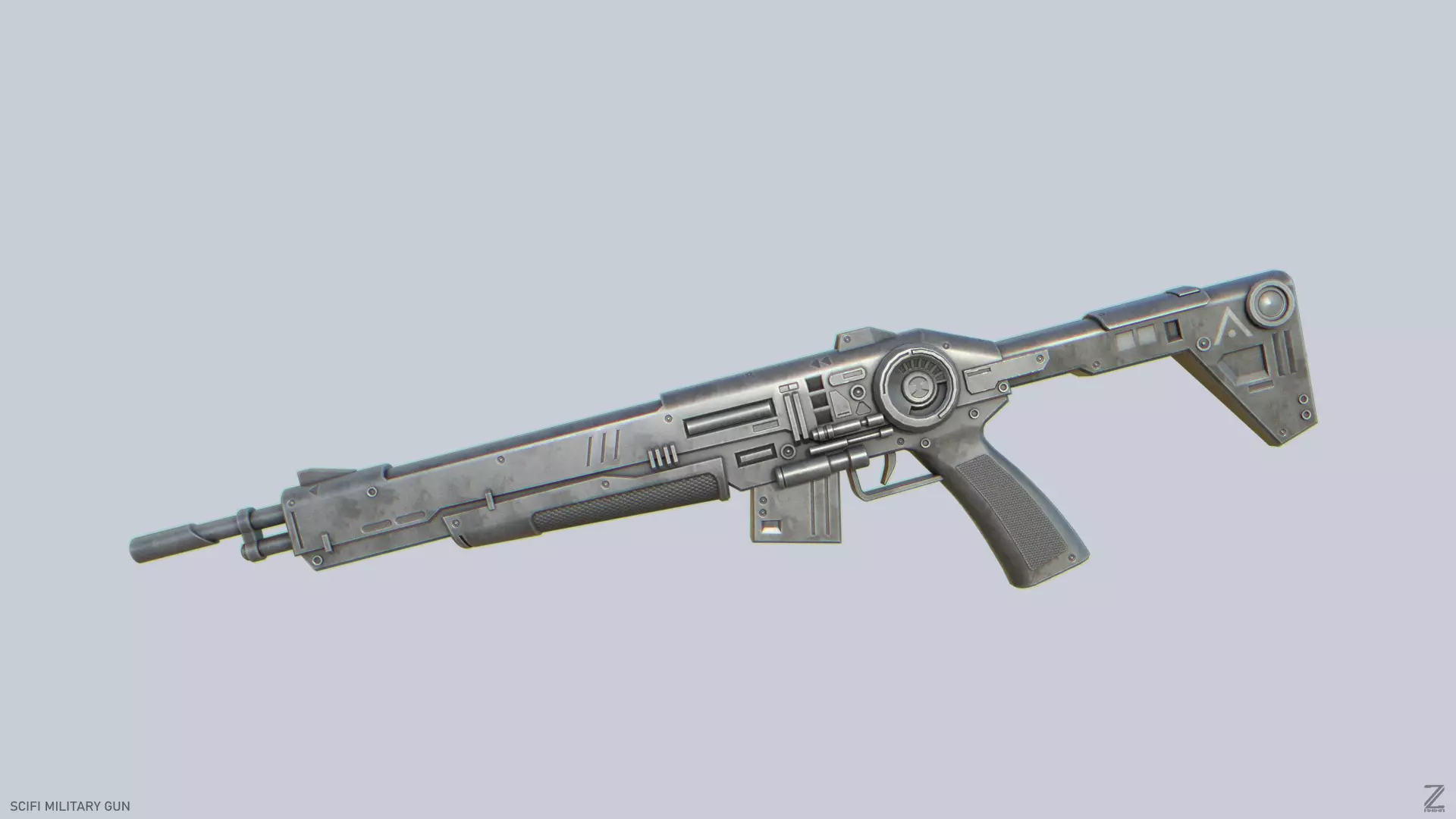 Scifi military gun Low-poly 3D model_0