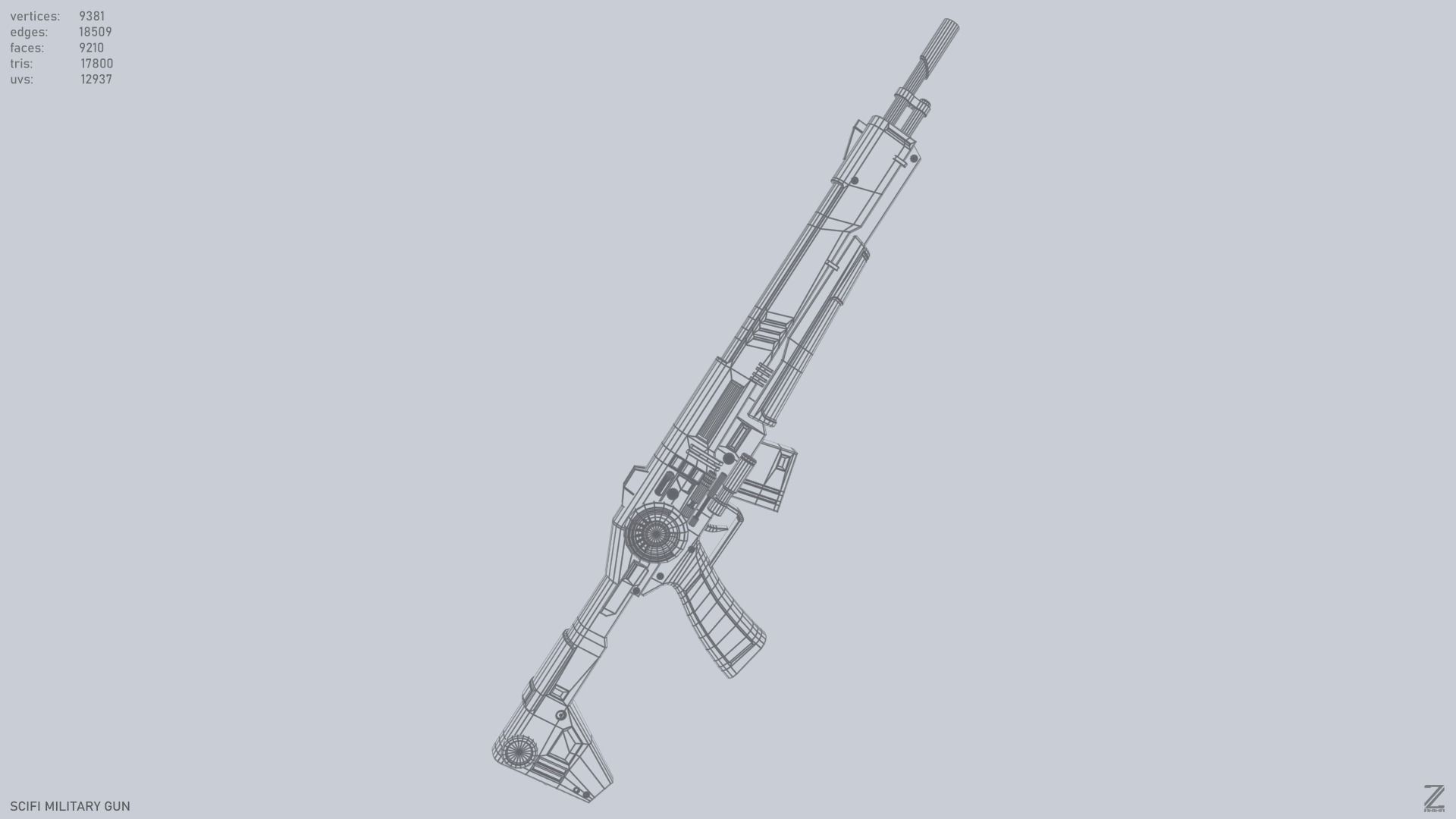 Scifi military gun Low-poly 3D model_13