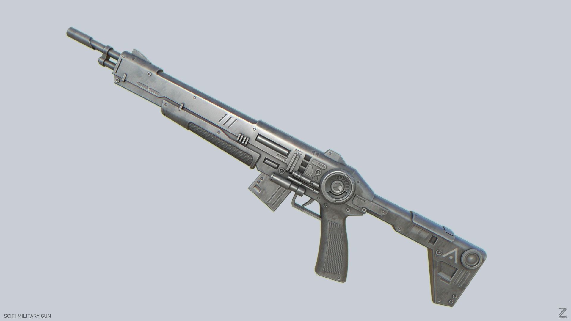 Scifi military gun Low-poly 3D model_6