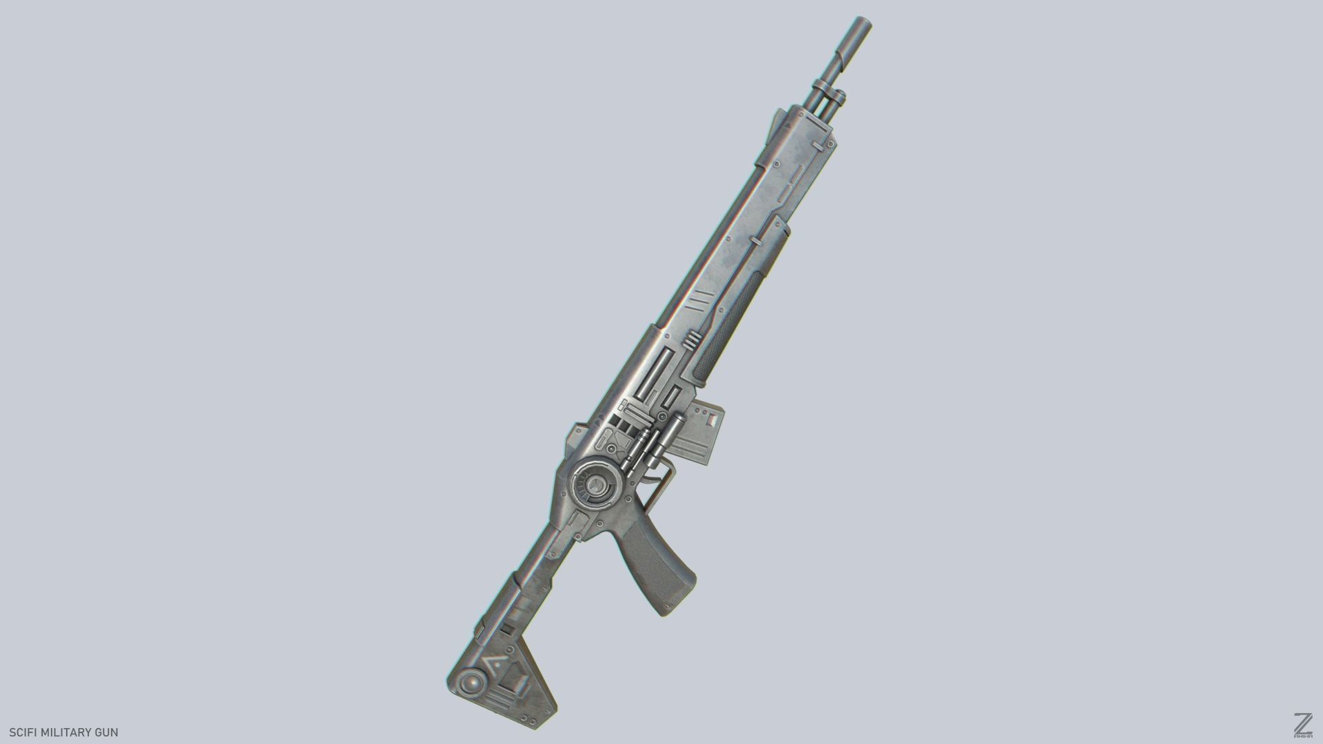 Scifi military gun Low-poly 3D model_7