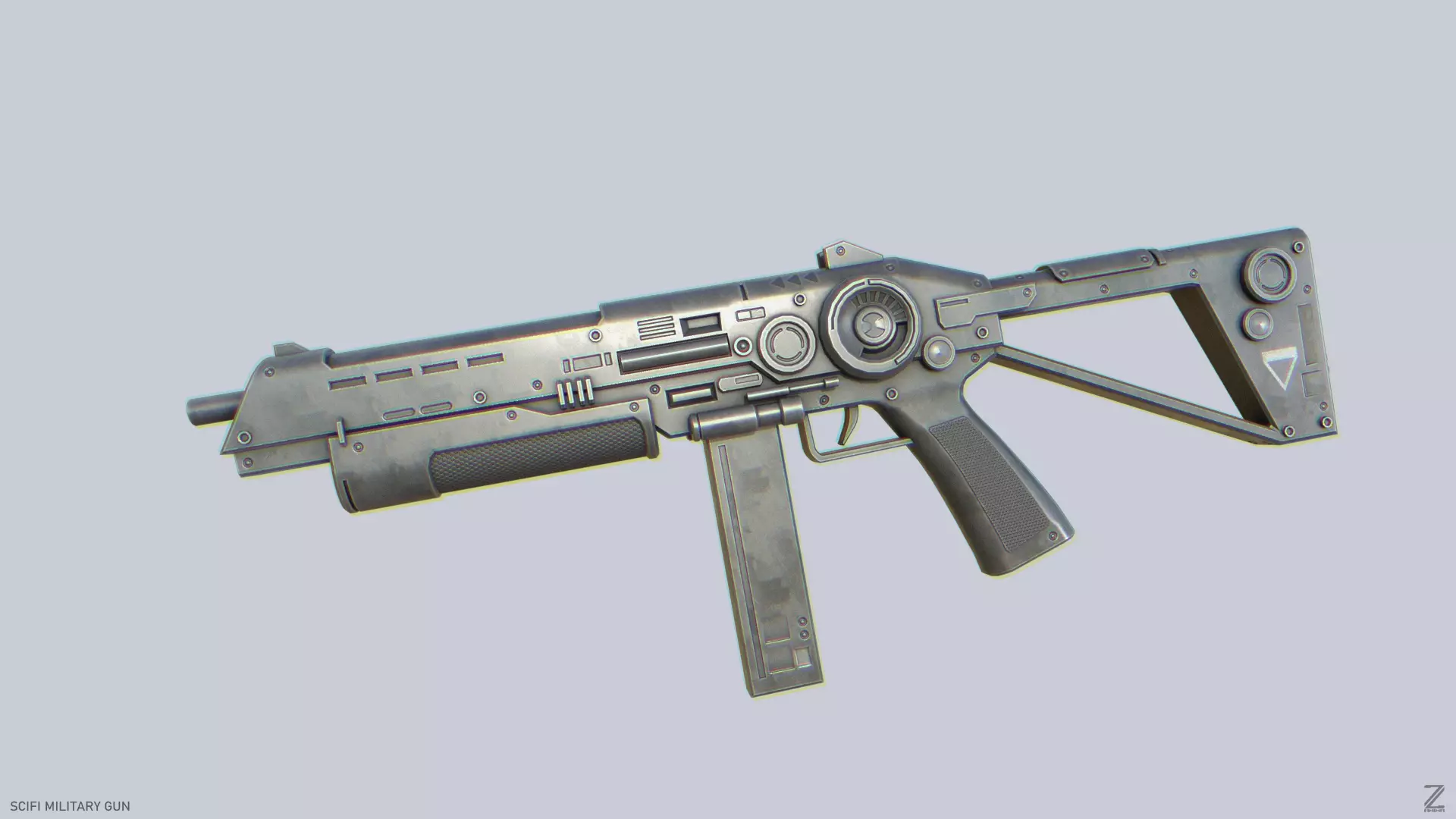 Scifi military gun Low-poly 3D model_0
