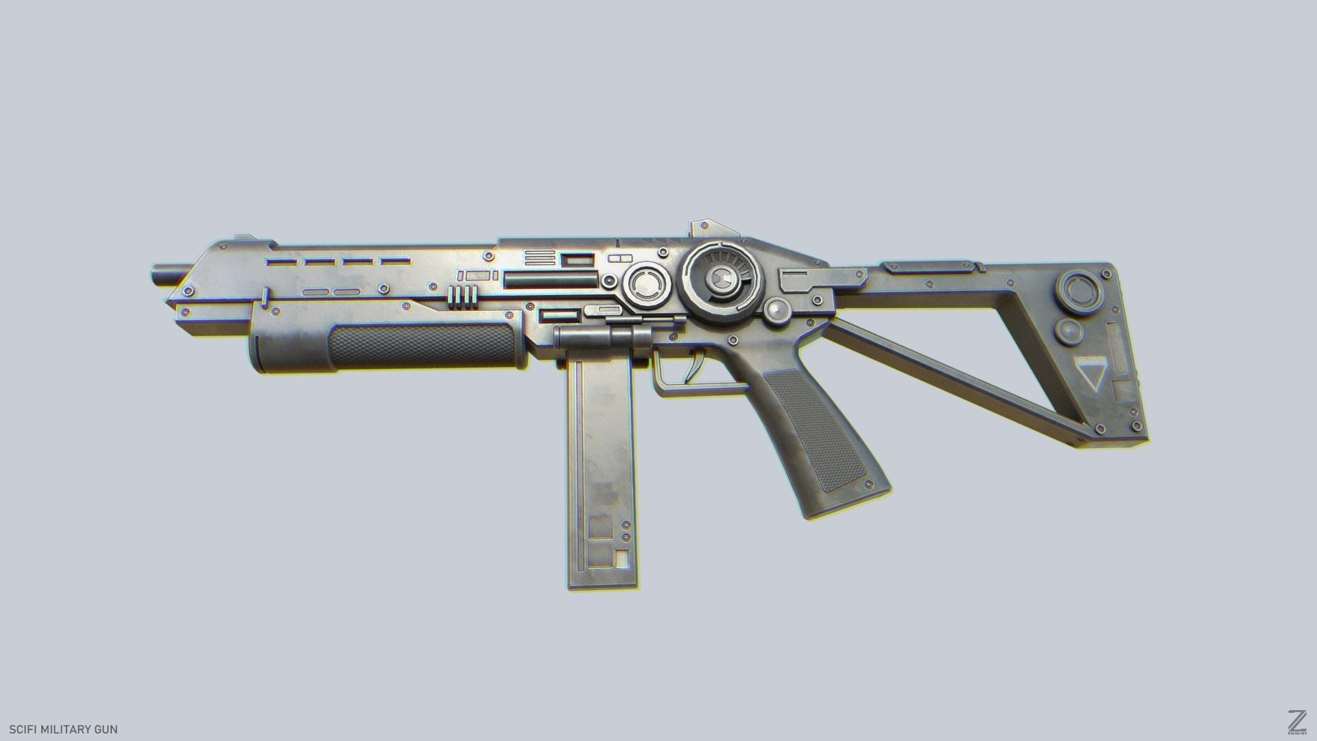 Scifi military gun Low-poly 3D model_8