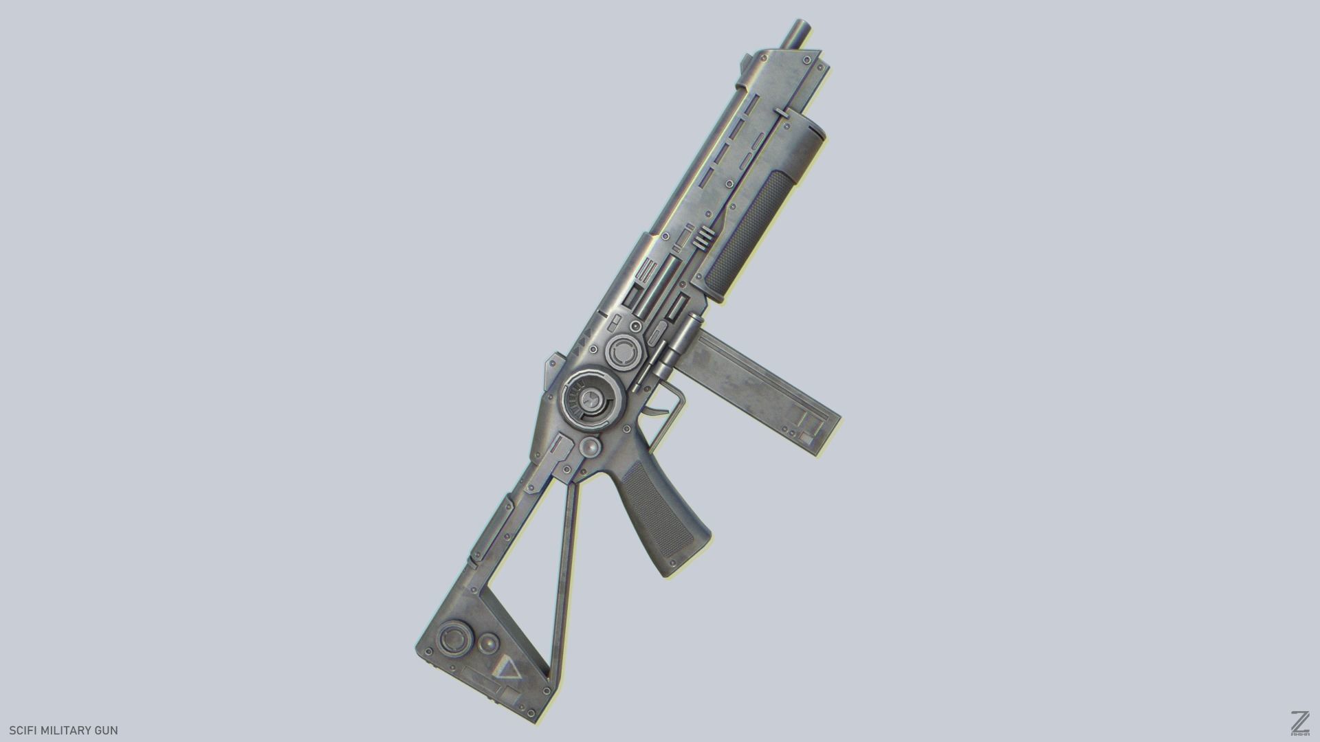 Scifi military gun Low-poly 3D model_7