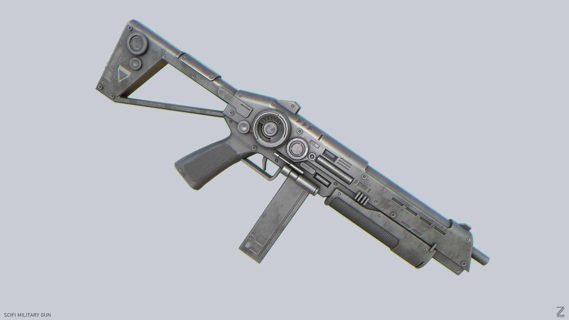 Scifi military gun Low-poly 3D model_6