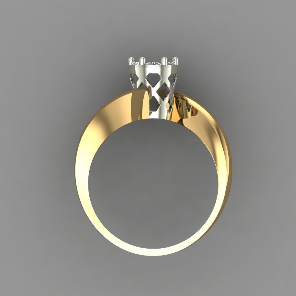 Diamond Invisible Halo Engagement Ring 3D Print Model 3D print model_7