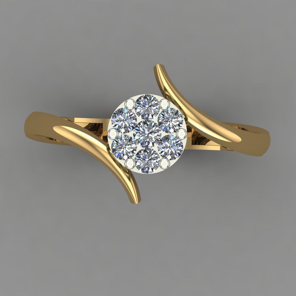 Diamond Invisible Halo Engagement Ring 3D Print Model 3D print model_5