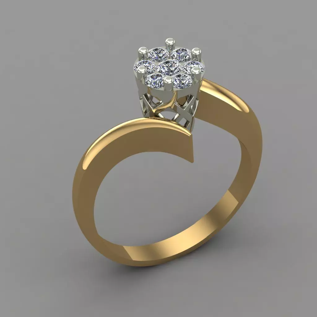 Diamond Invisible Halo Engagement Ring 3D Print Model 3D print model_0
