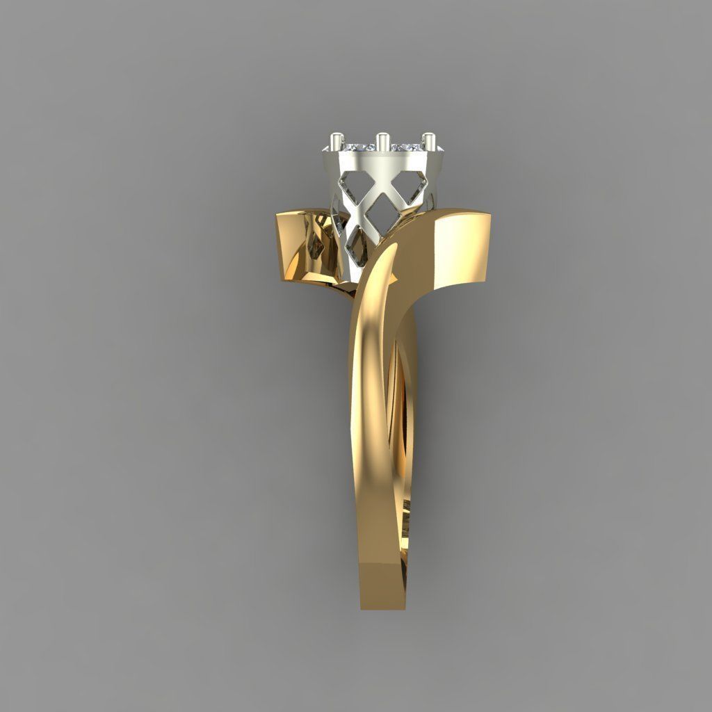 Diamond Invisible Halo Engagement Ring 3D Print Model 3D print model_6