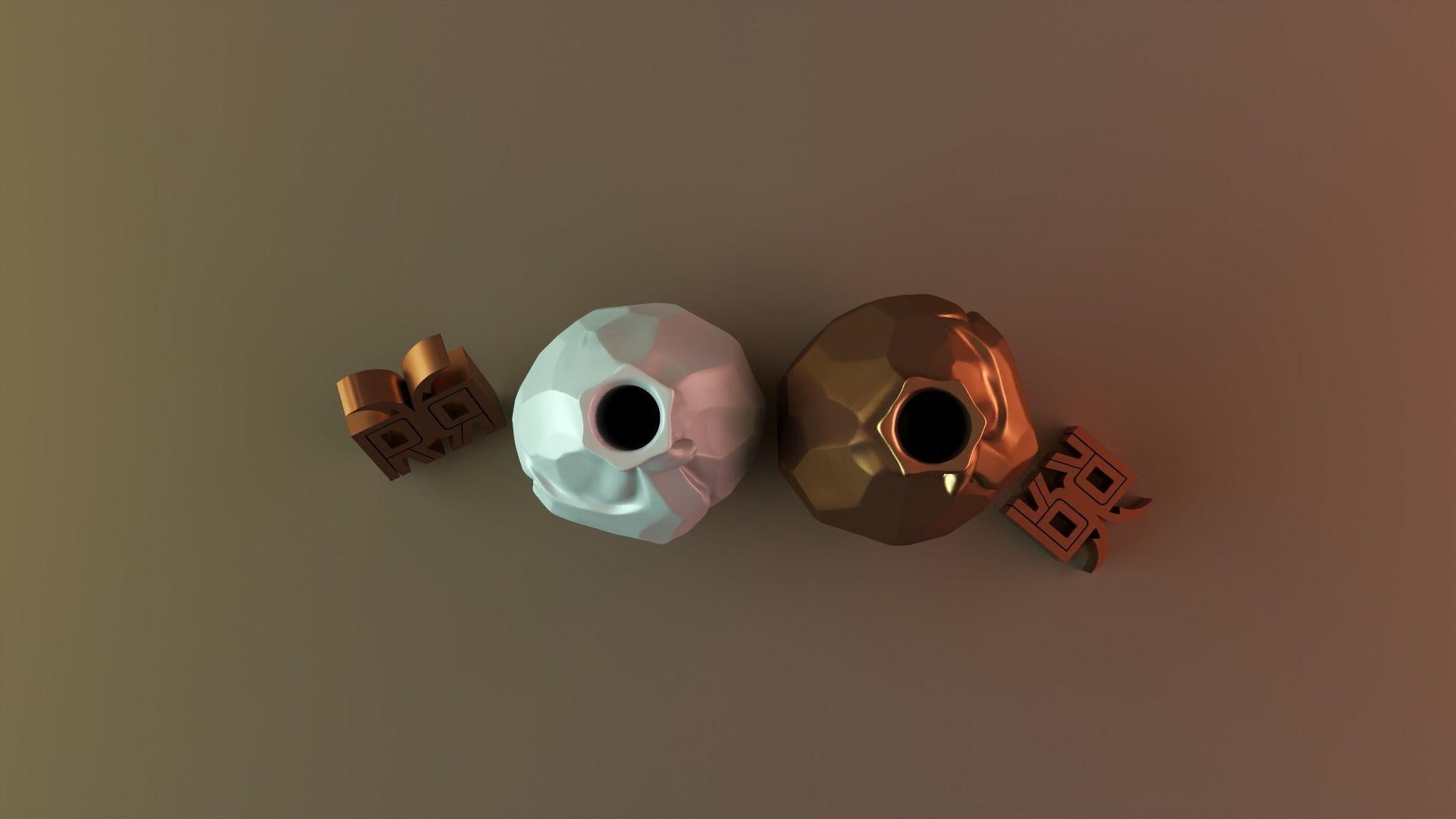 Golden vases deer 3D print model_2