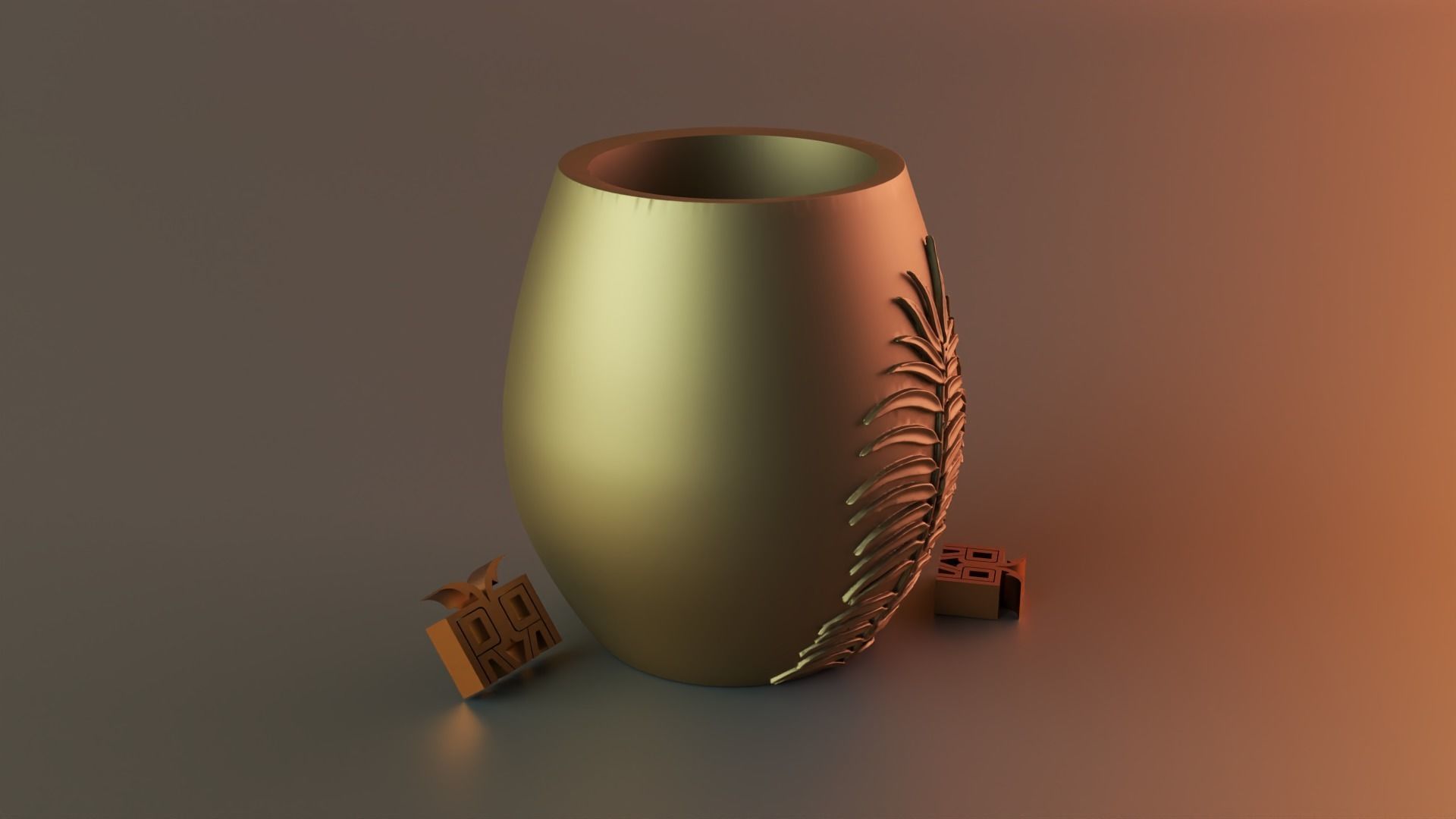 leaf vase 3D print model_5