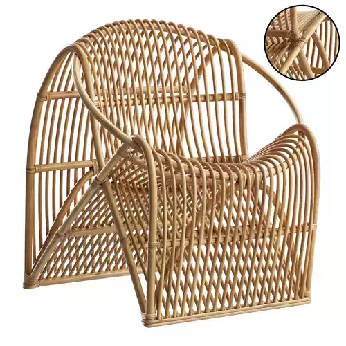 Italian 1960s Design Style Rattan Armchair