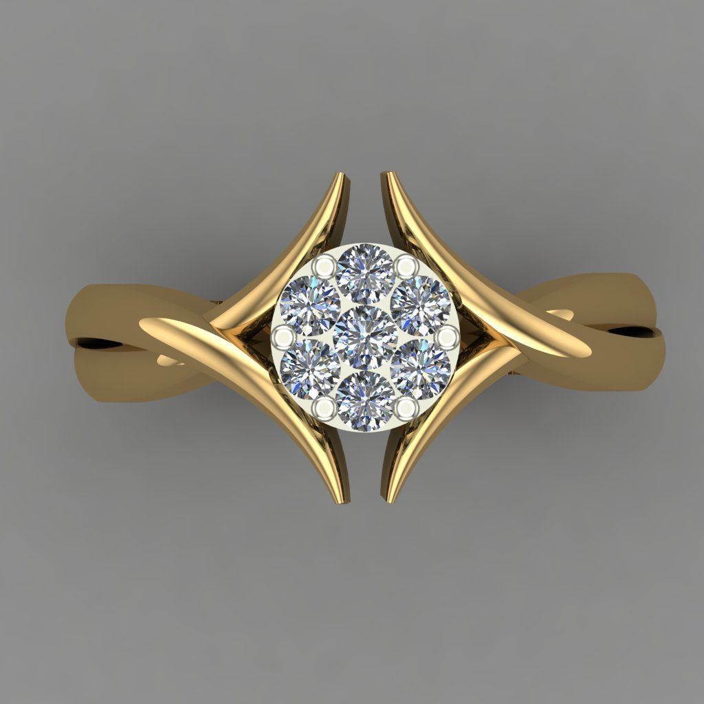 Diamond Halo Setting Engagement Ring 3D Print Model 3D print model_5