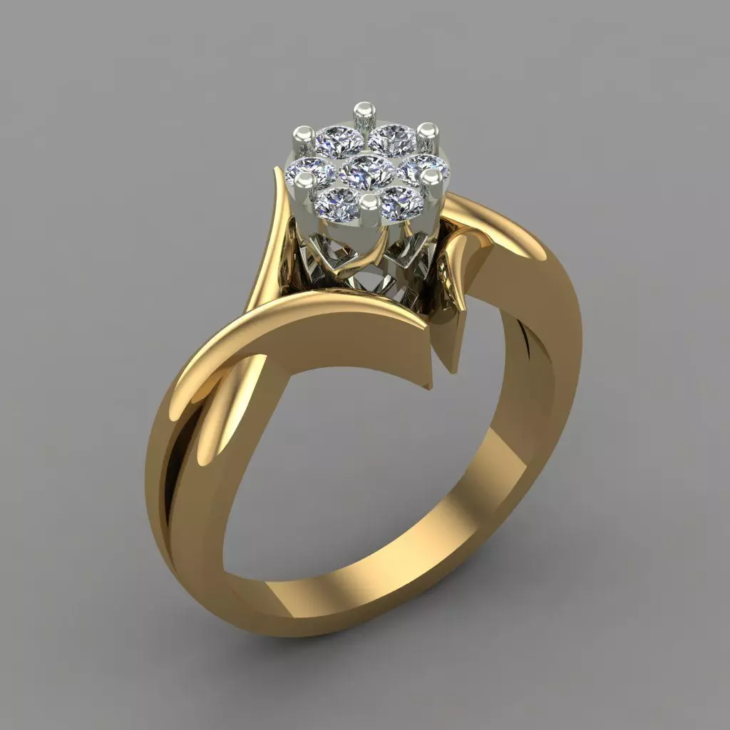 Diamond Halo Setting Engagement Ring 3D Print Model 3D print model_0