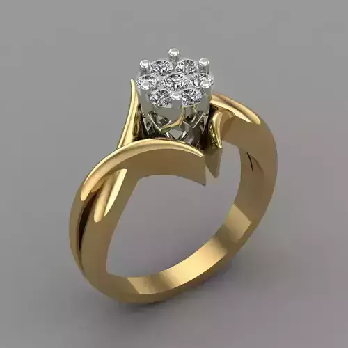 Diamond Halo Setting Engagement Ring 3D Print Model