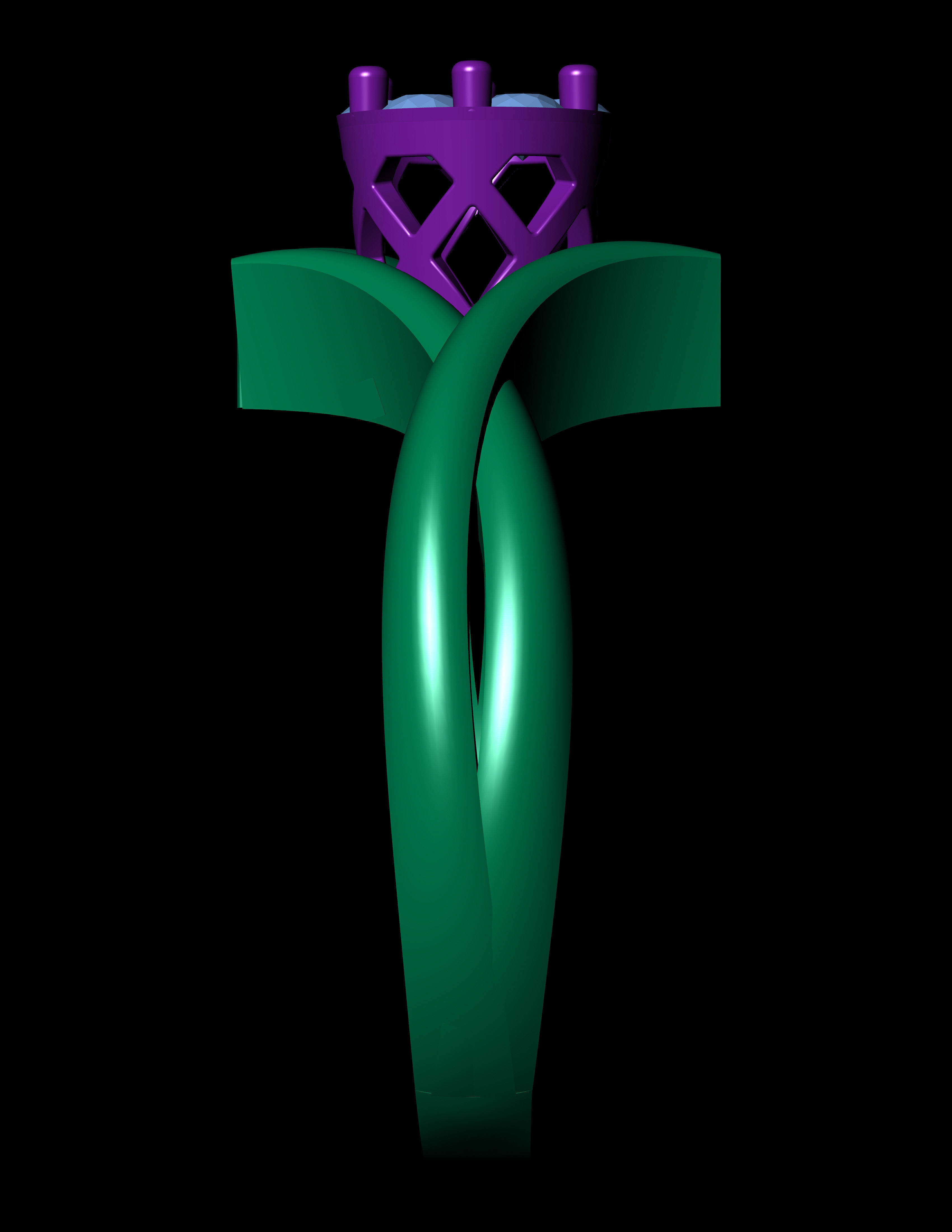 Diamond Halo Setting Engagement Ring 3D Print Model 3D print model_12