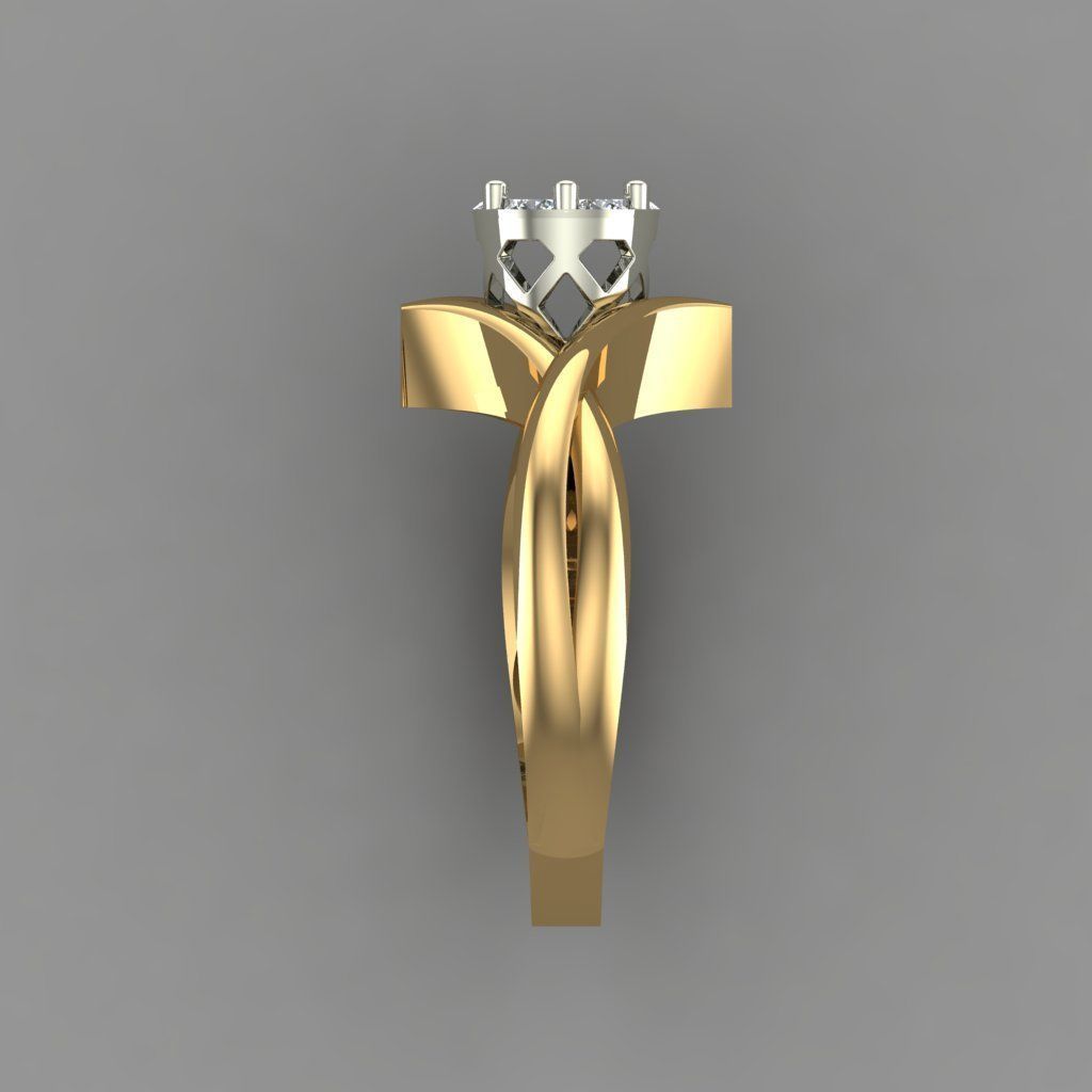 Diamond Halo Setting Engagement Ring 3D Print Model 3D print model_7
