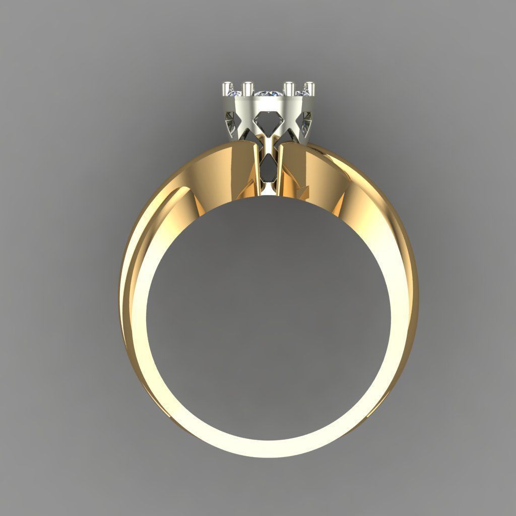 Diamond Halo Setting Engagement Ring 3D Print Model 3D print model_6