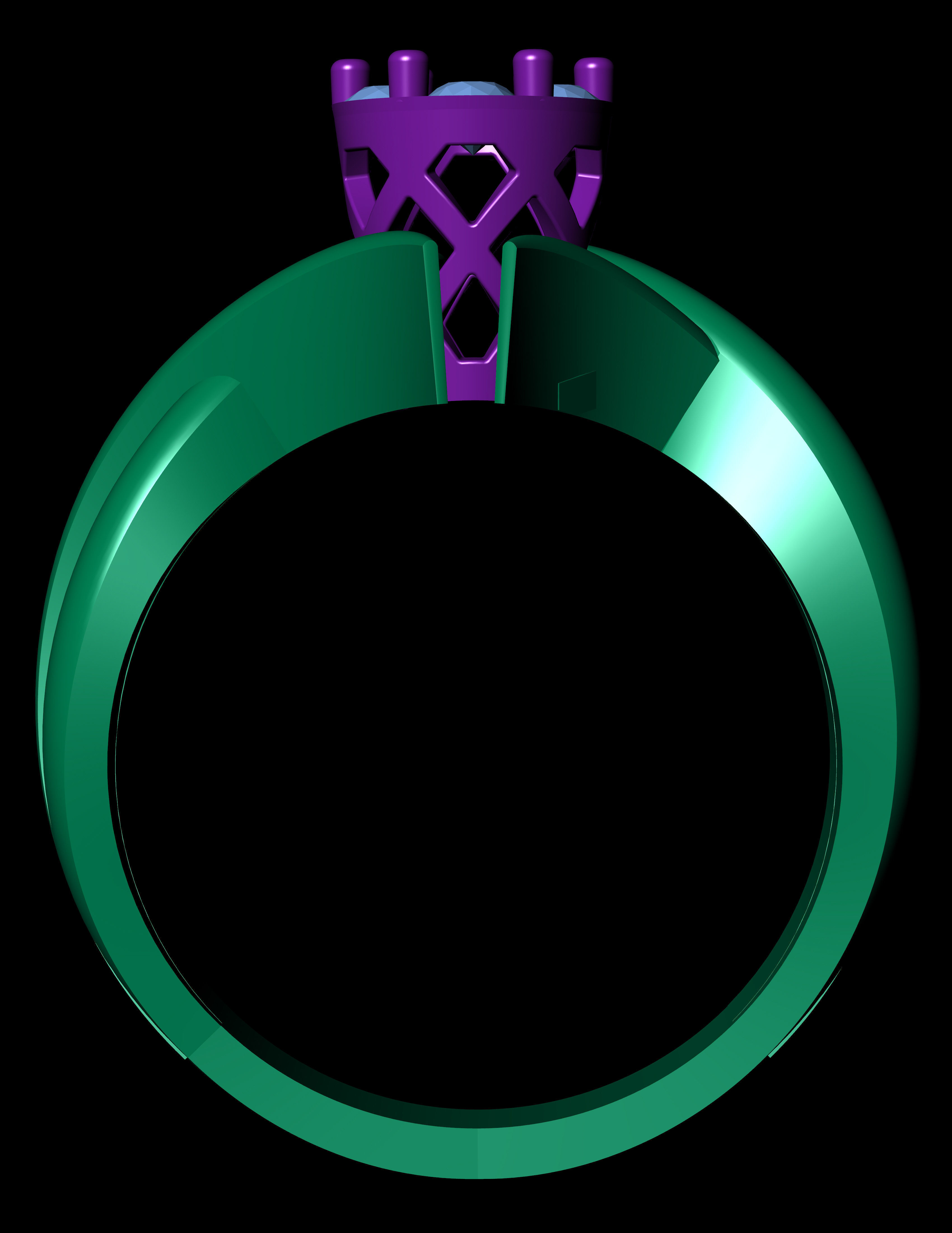Diamond Halo Setting Engagement Ring 3D Print Model 3D print model_11