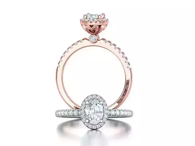 Engagement Oval Halo Ring with 7x5 Oval diamond 3dmodel 3D print model