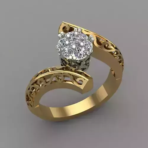 Diamond Engagement Ring jali  3D Print Model
