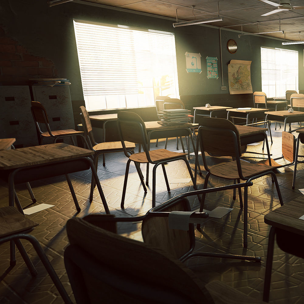  Old Classroom Low-poly 3D model_3