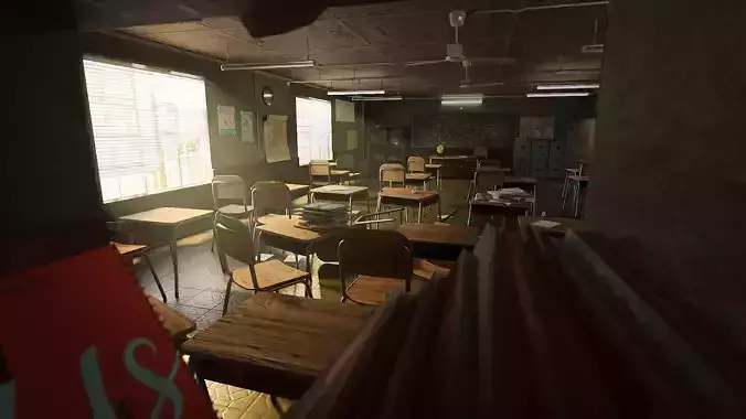  Old Classroom Low-poly 3D model