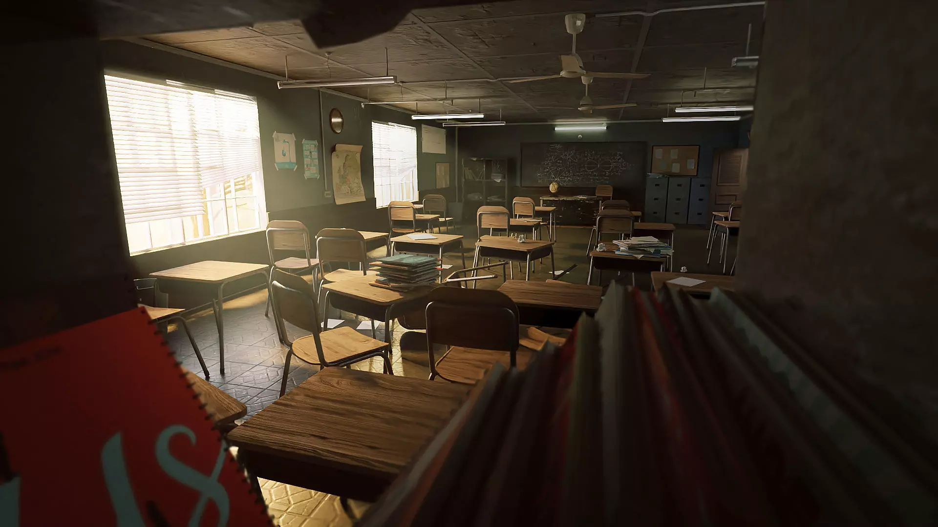  Old Classroom Low-poly 3D model_0