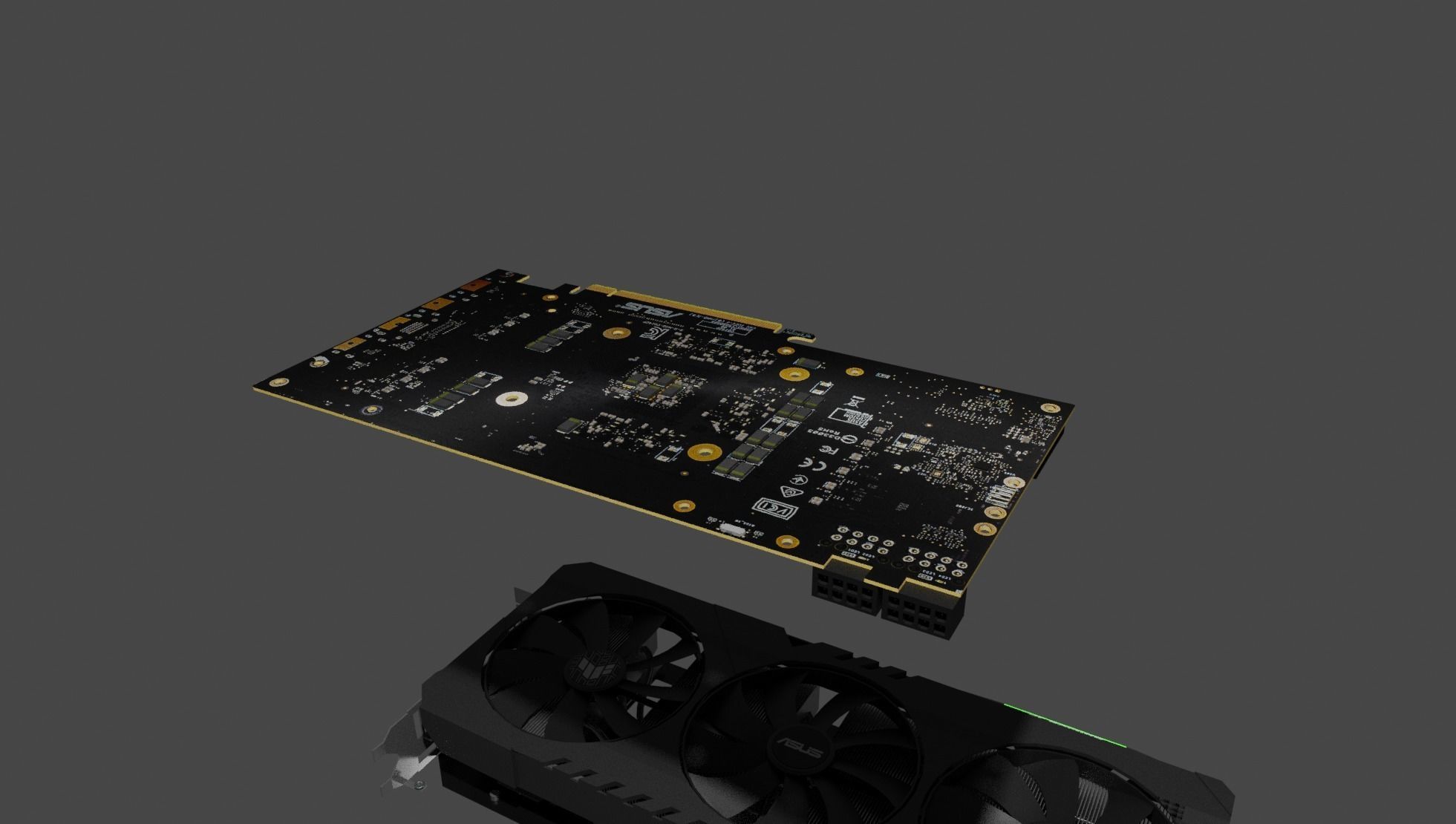 Asus TUF NVIDIA RTX 3070 Graphics card Low-poly 3D model_7