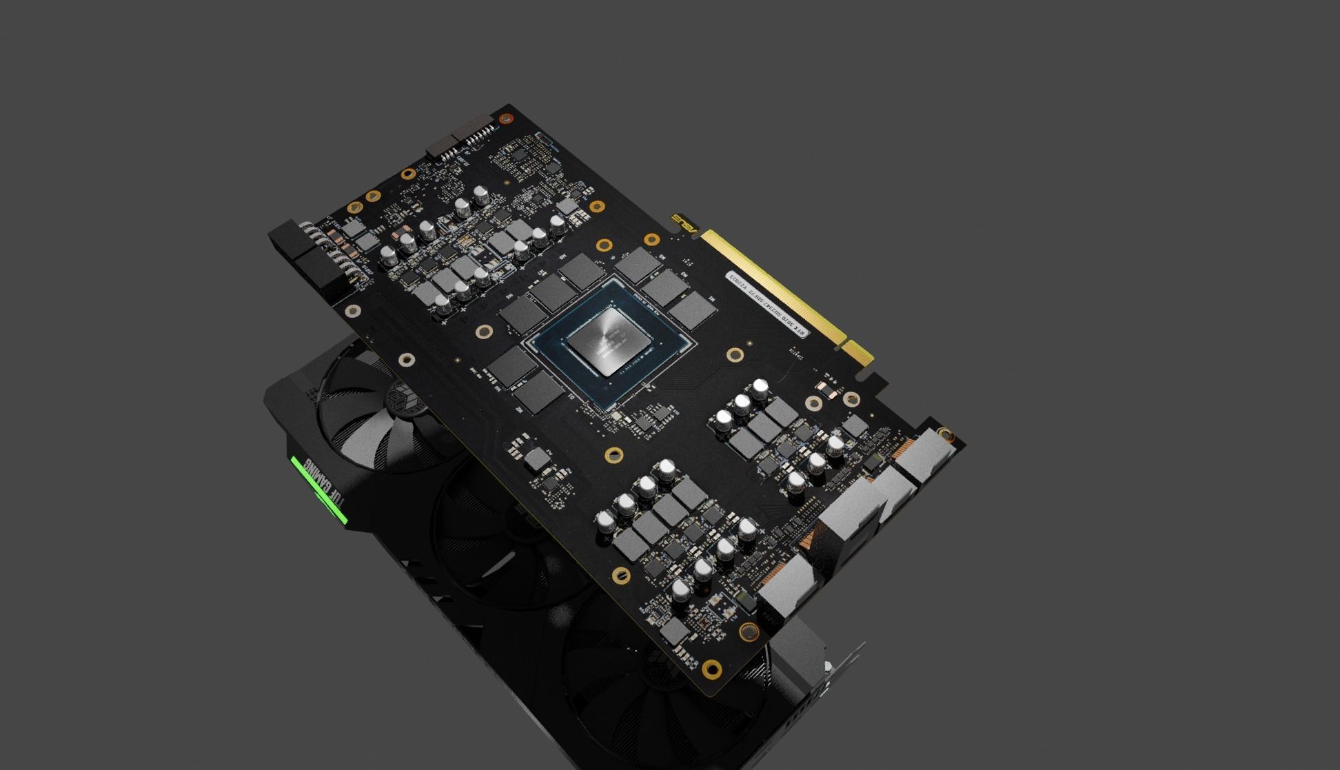 Asus TUF NVIDIA RTX 3070 Graphics card Low-poly 3D model_9