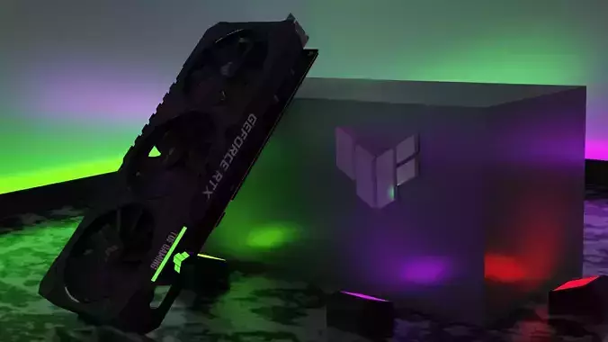 Asus TUF NVIDIA RTX 3070 Graphics card Low-poly 3D model