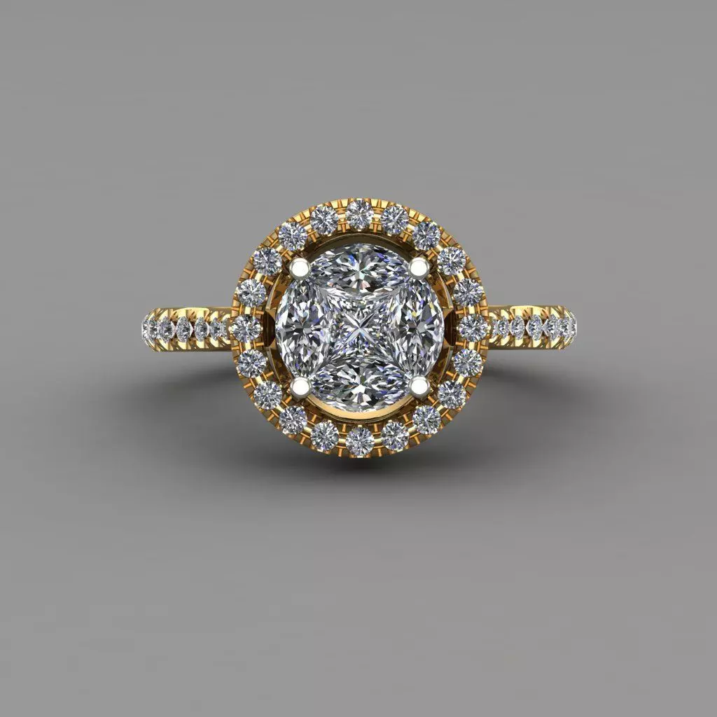 invisible halo diamond marquise ring 3d ring model 3D print model