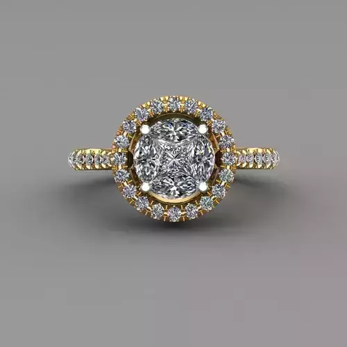 invisible halo diamond marquise ring 3d ring model 