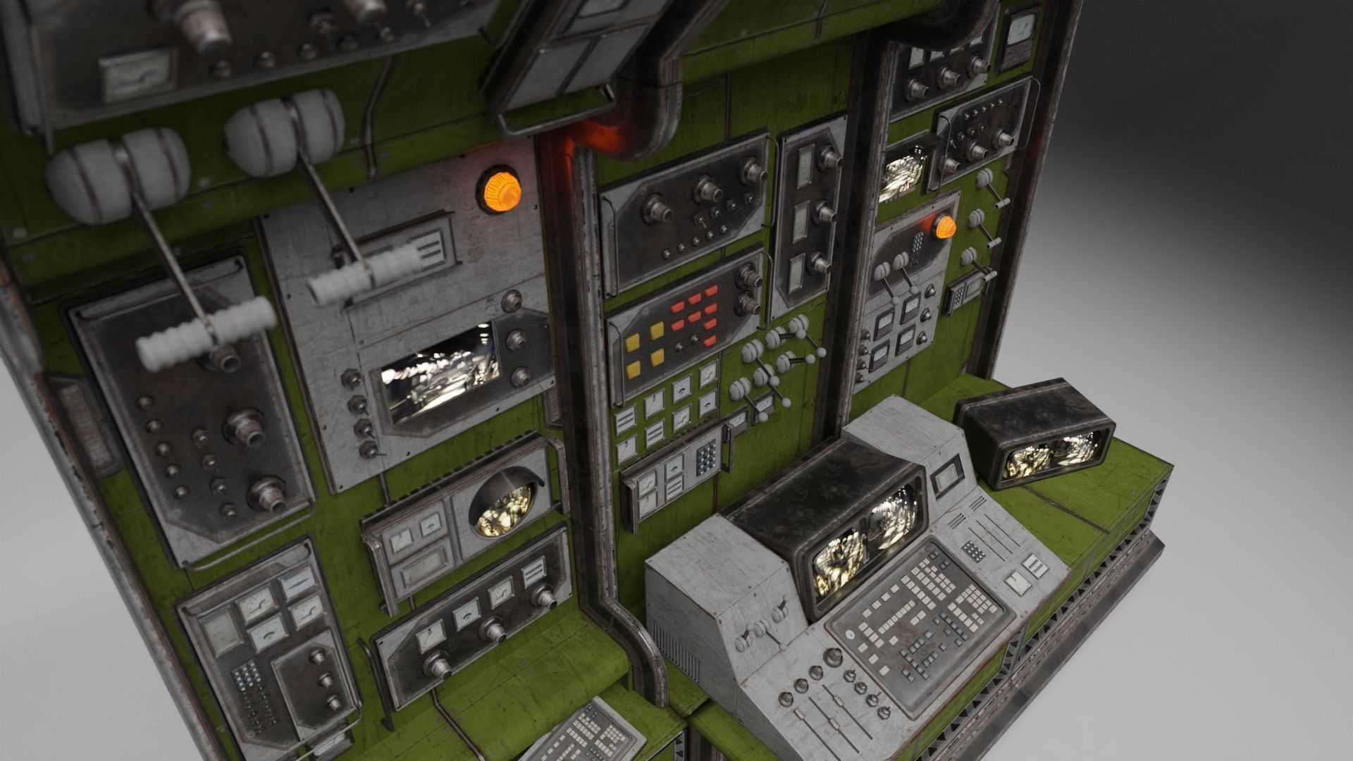 Modular Control Room Low-poly 3D model_7