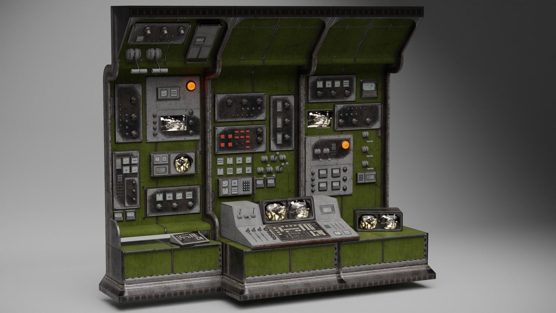 Modular Control Room Low-poly 3D model_2