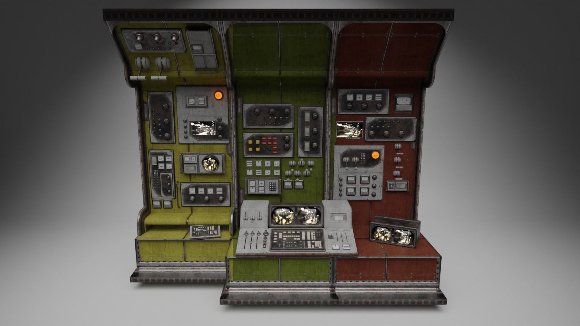 Modular Control Room Low-poly 3D model_5