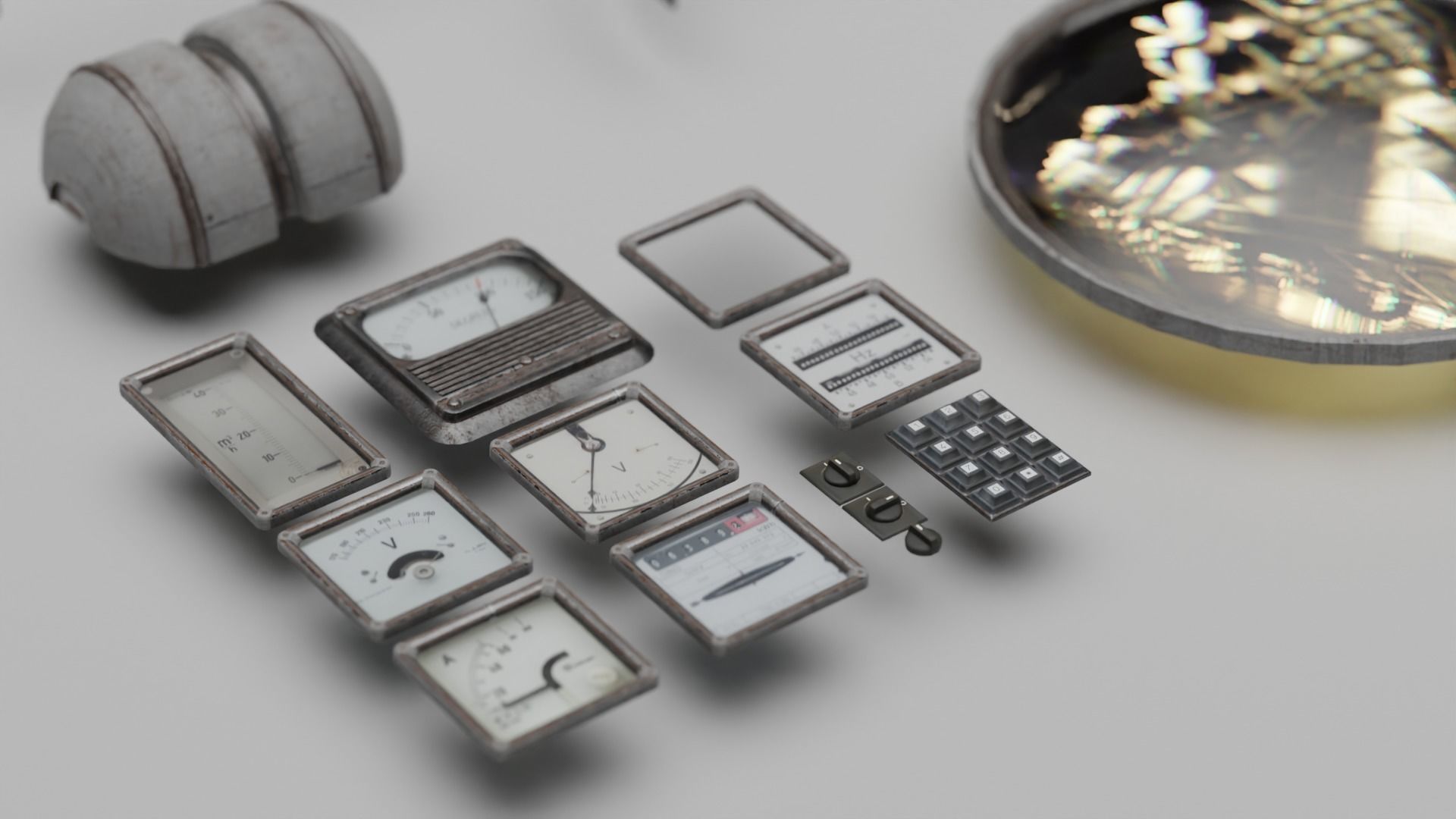 Modular Control Room Low-poly 3D model_1