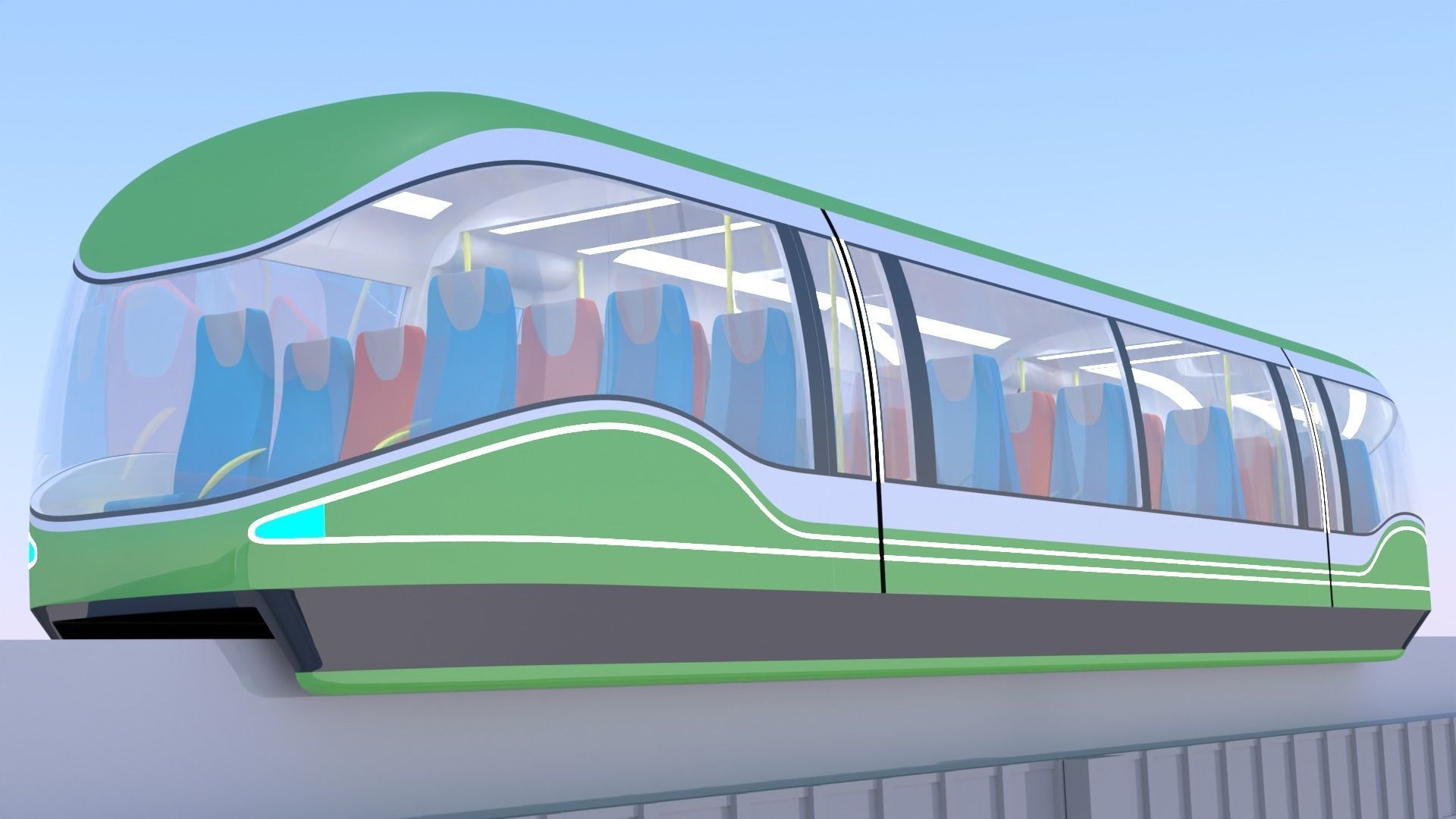 Future monorail train 2023 II 3D model_9