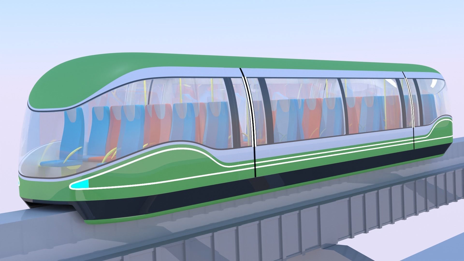 Future monorail train 2023 II 3D model_8