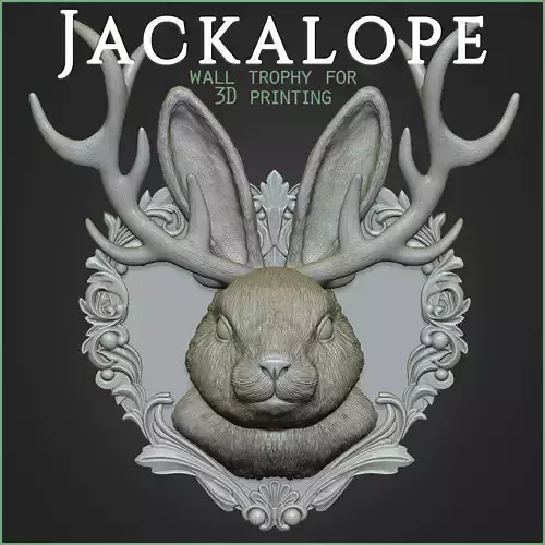 Jackalope Animal Head Wall Trophy 3D print model