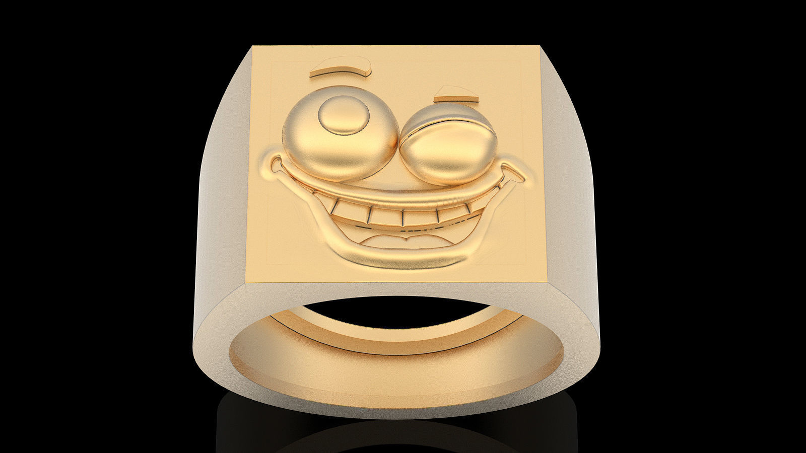Emoji face comic ring  gold jewelry 3D printable model 3D print model_2