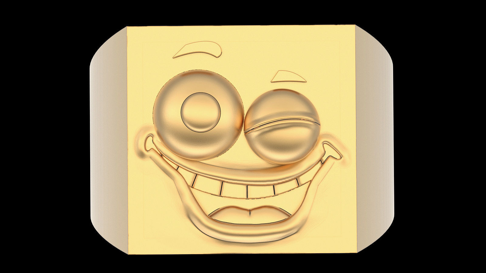 Emoji face comic ring  gold jewelry 3D printable model 3D print model_1